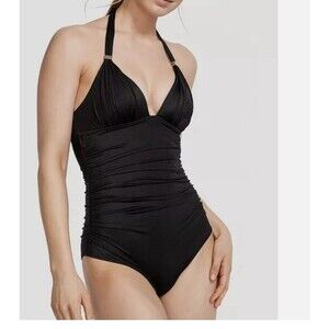 Victoria Secret The Harlow Push-Up One-Piece Swimsuit Ruched Black Size XL